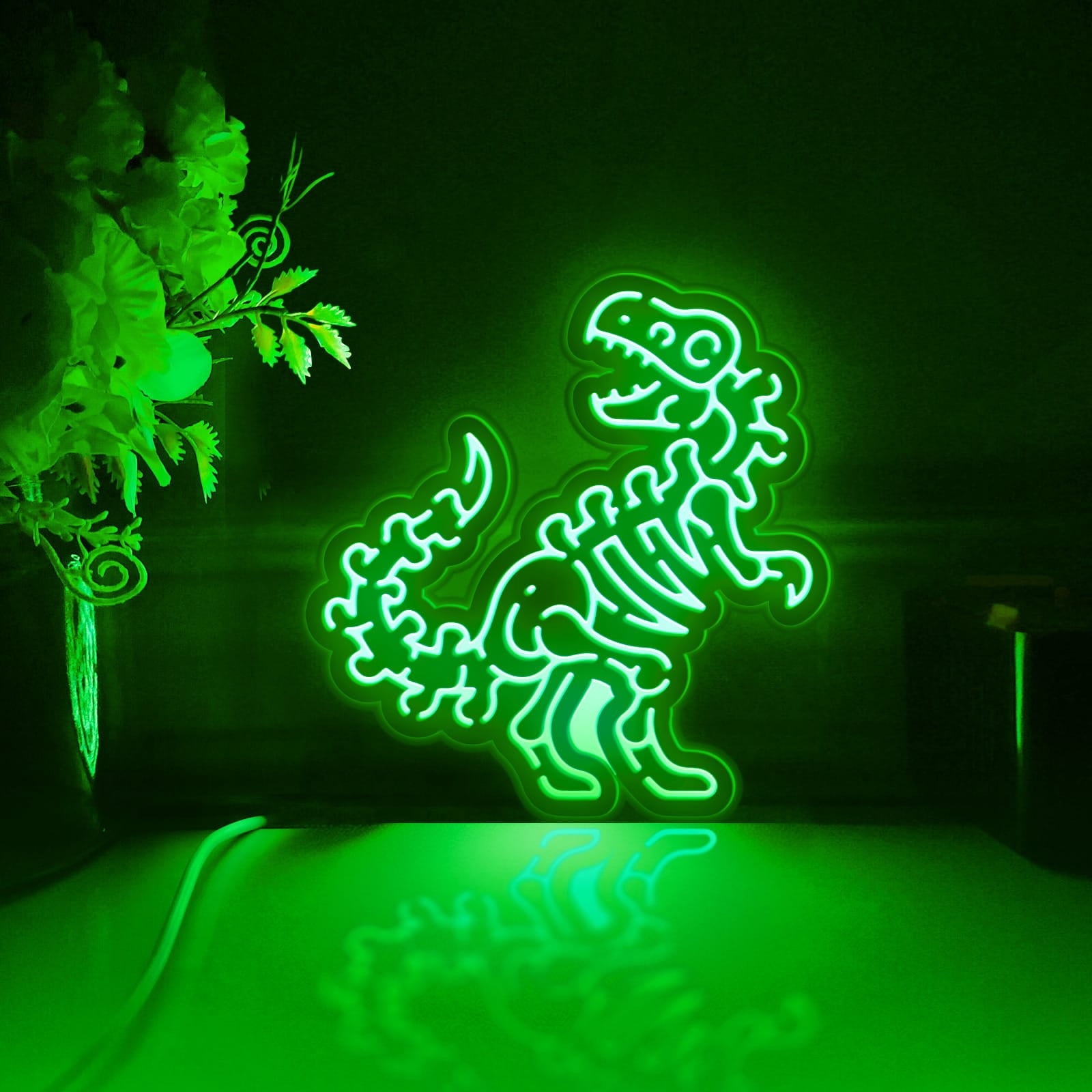 Dinosaur Led Light Box, Dimmable Neon-Like Light Signs USB Power for Wall Decor Bedroom Decoration, Color Flow Effect (WxH) 6"x6"
