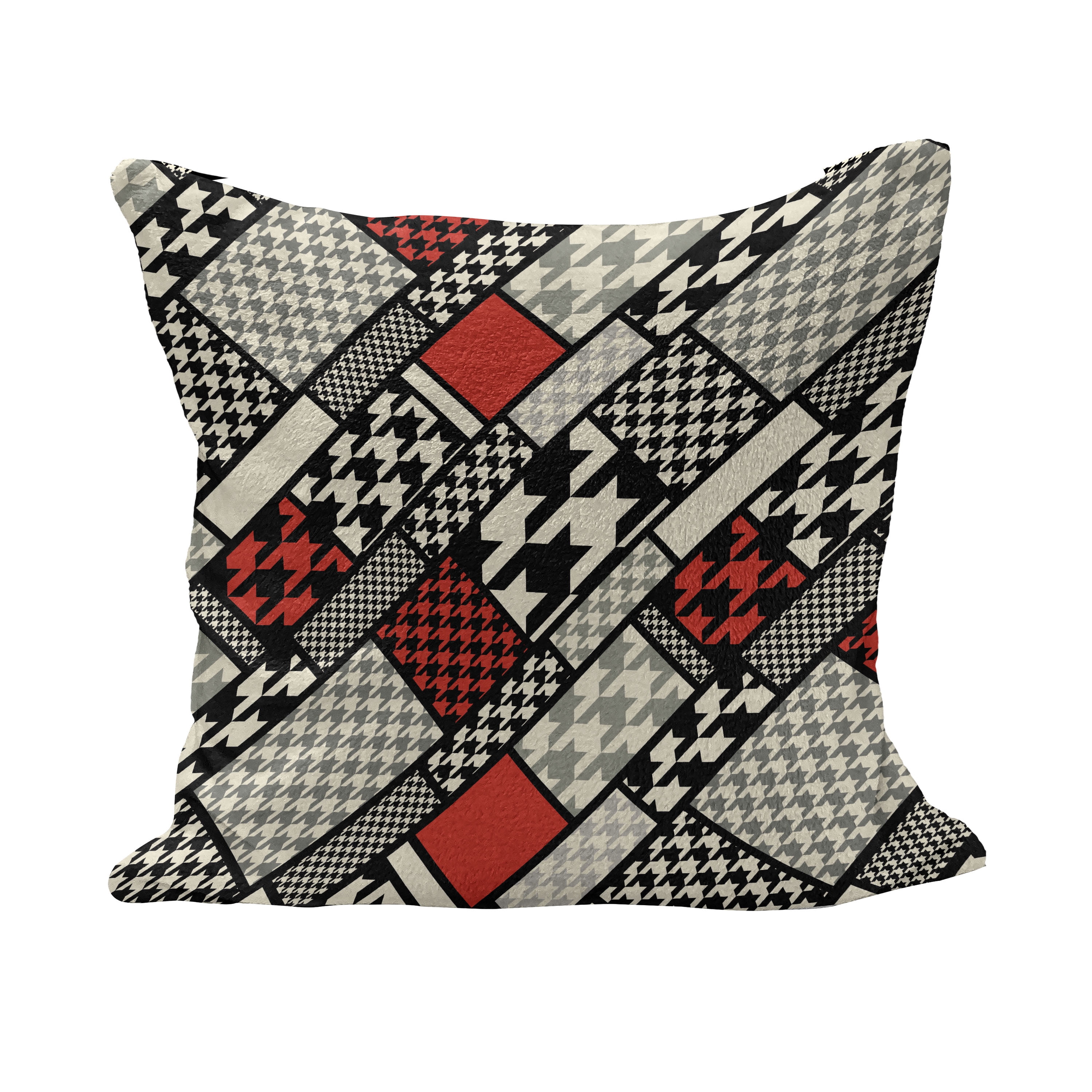 Printed Navajo Kilim Style Cushion Burgundy Red & Natural Abstract Geometric.