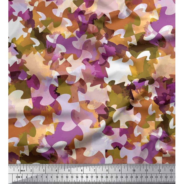 Soimoi Polyester Crepe Fabric Two Tone Camouflage Printed Fabric 1 Yard 52 Inch Wide