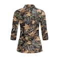 thumbnail image 3 of Uorisanigo Camo Forest Womens Golf Shirt Versatile Comfortable Quick Dry Athletic Polo Shirts Fashionable 3/4 Roll Sleeve Tennis Tops with Zip Up Collar Casual Daily Wear Size L, 3 of 7