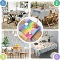 thumbnail image 4 of Colorful Watercolor Stripe Pattern Square Tablecloth,Waterproof Square Table Cover,Wipeable Spillproof Washable Table Cover for Home Kitchen Party Decor 60"x60"(152x152cm), 4 of 6