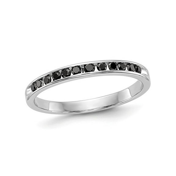 Gem & Harmony 1/4 Carat (Ctw) Black Diamond Wedding Band Ring in 14K White Gold for Women