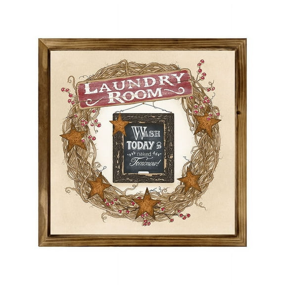 Eveokoki Laundry Room Sign 16x16 Inch, Rustic Farmhouse Decor Home Sign, Wall Decorations Living Room, Modern Farmhouse Wall Decor, Laundry Sign and Laundry Room Decor with Solid Wood Frame