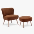 thumbnail image 2 of WestinTrends Genevieve Mid-Century Boucle Accent Chair with Ottoman Foot Stool Set, Rust Orange, 2 of 13