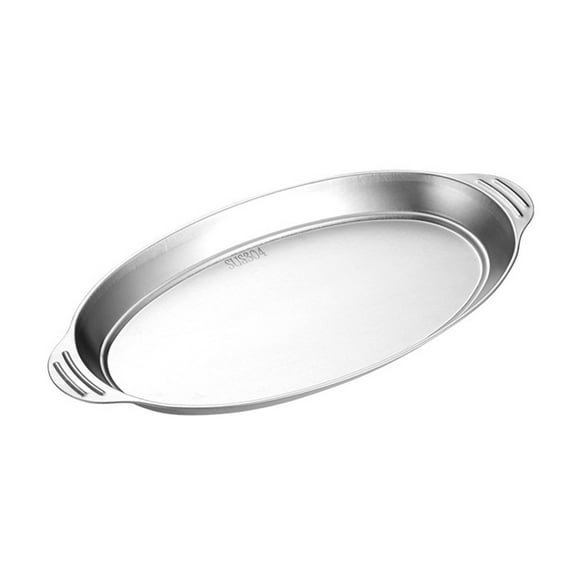 Shoreew Stainless Steel Roasting Pan with Handles Oval Grilled Fish Pan Multifunctional Baking Pan for Grilled Fish Turkey Lasagna
