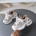 thumbnail image 5 of pwidon Toddler Chunky Sneakers Velcro Breathable Mesh Non Slip Cushioned Kids Walking School Athletic Shoes Khaki 28, 5 of 6
