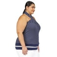 thumbnail image 2 of Michael Kors Womens Dot Print Border Jersey Halter Top Shirt, Blue, Plus Size, 2X, 2 of 3