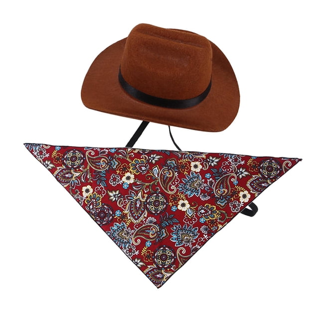 Sombrero de Vaquero para Mascotas Accesorio para Fotos Gorras Occidentales Divertidas Universal Accesorios para Perros Y Gatos con Correa Elást Vino M Sunnimix Sombrero de vaquero