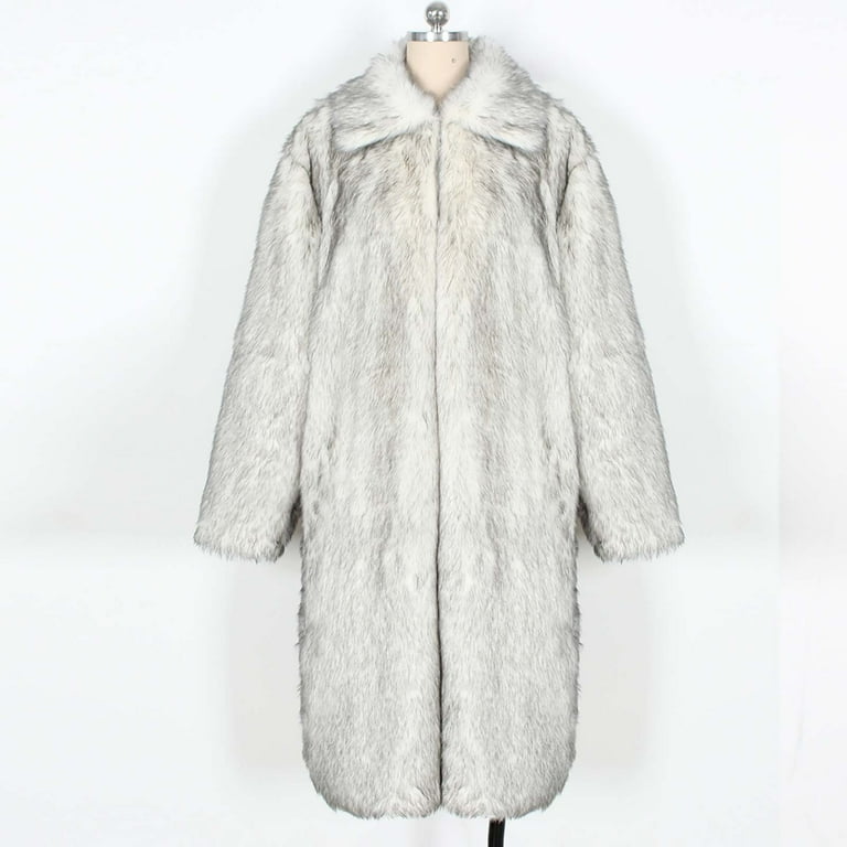 FNFYFH Women Long Faux Fur Jacket Lapel Fluffy Jackets Open