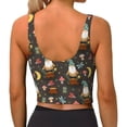 thumbnail image 3 of Vsdgher Gnome Insect Frog Print Women Sleeveless Athletic Tank Top Built-in Bra Camisole Sports Vest for Yoga Running Fitness Exercise with Removable Pads, 3 of 8