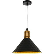 Vintage American Metal Iron Pendant Lamp for Above Sink, Retro Industrial Style Pendant Light Fixture, Rustic Farmhouse Pendant Light, Simple Pendant Lighting for Kitchen Bar Over Table (Black)