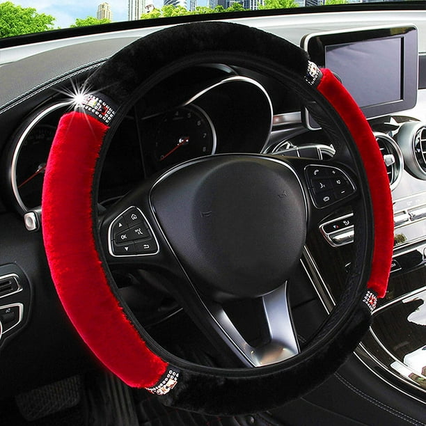 Microfiber Plush Steering Wheel Cover, with Bling Bling Crystal