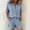 Blue, variant on Linen Outfits Women 2 Piece Collar Button Down Short Sleeve Matching Set Tops and Shorts Summer Casual Lounge Vacation Breathable Beach Clothes