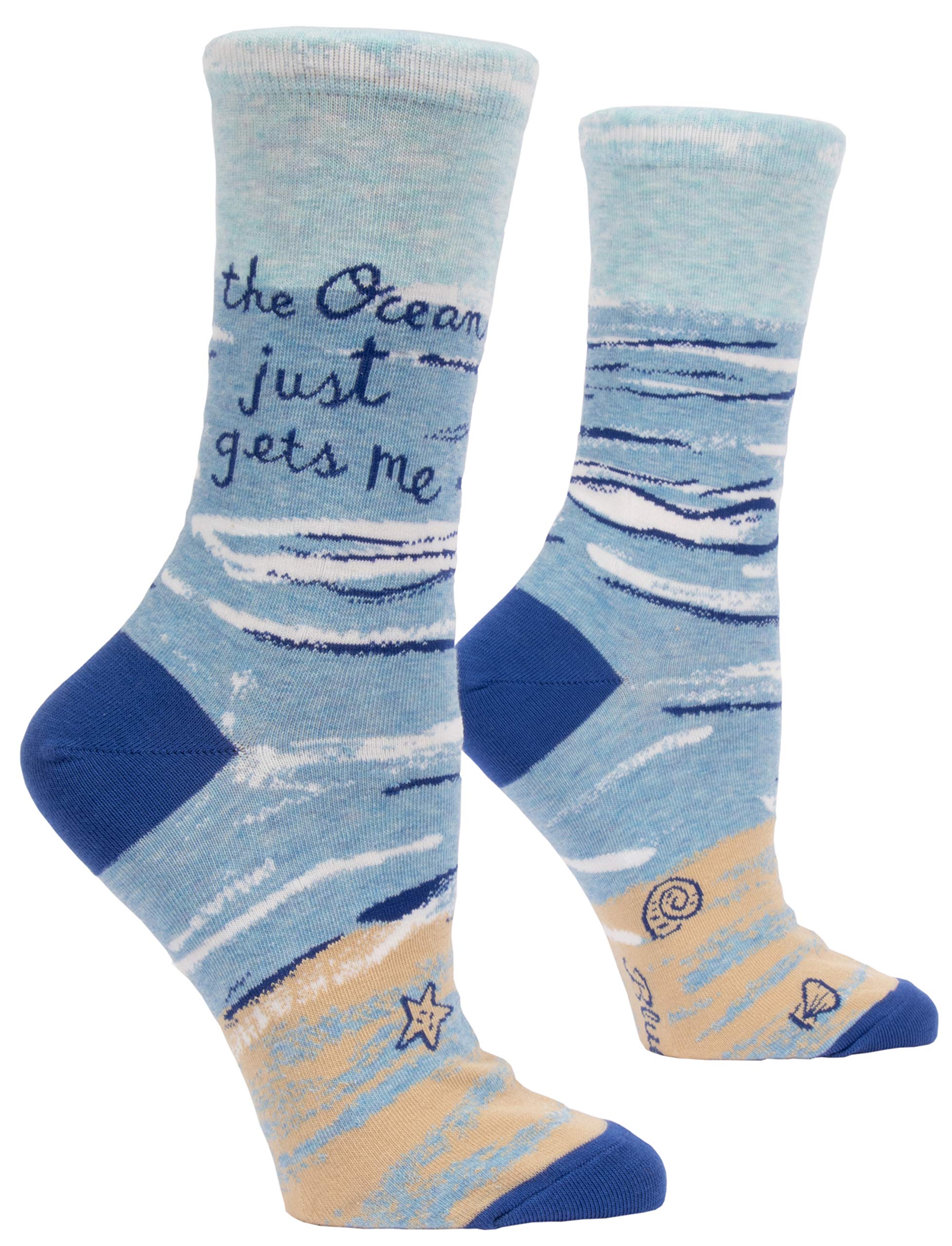 Blue Q Blue Q Socks, Women's Crew "The Ocean Just Gets Me" Walmart