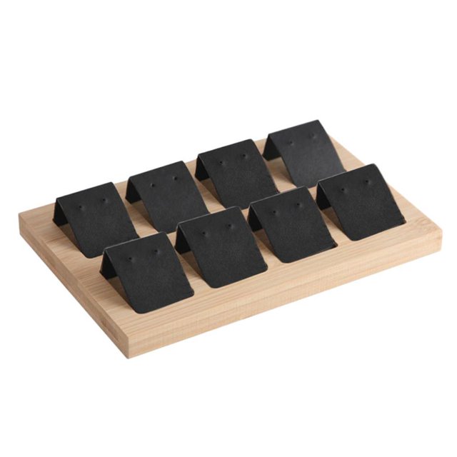 kurtrusly Wood Earring Card Holder w/ Tray Jewelry Display for Accessory 8 Pair Black 1Set