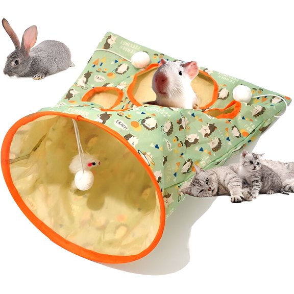 XIRQI Cat Tunnel Bags, Collapsible Self Interactive Cat Drill Bag Toy with Plush Ball