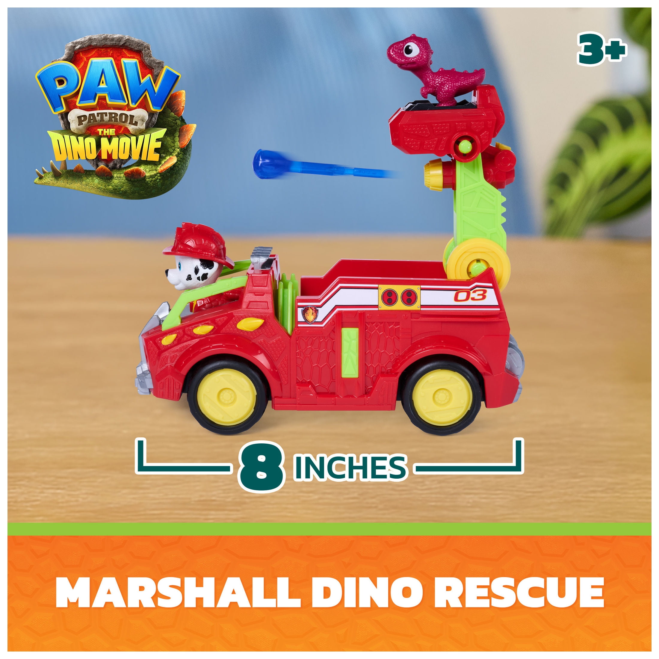 PAW Patrol: The Dino Movie Marshall Dino Rescue Firetruck, Ages 3+