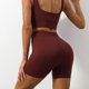 thumbnail image 4 of Bra Shorts Set Yoga Nylon Women Crop Top Legging (S Shoulder Straps) Coffee 2pcs JShteea Para Estrenar, 4 of 8