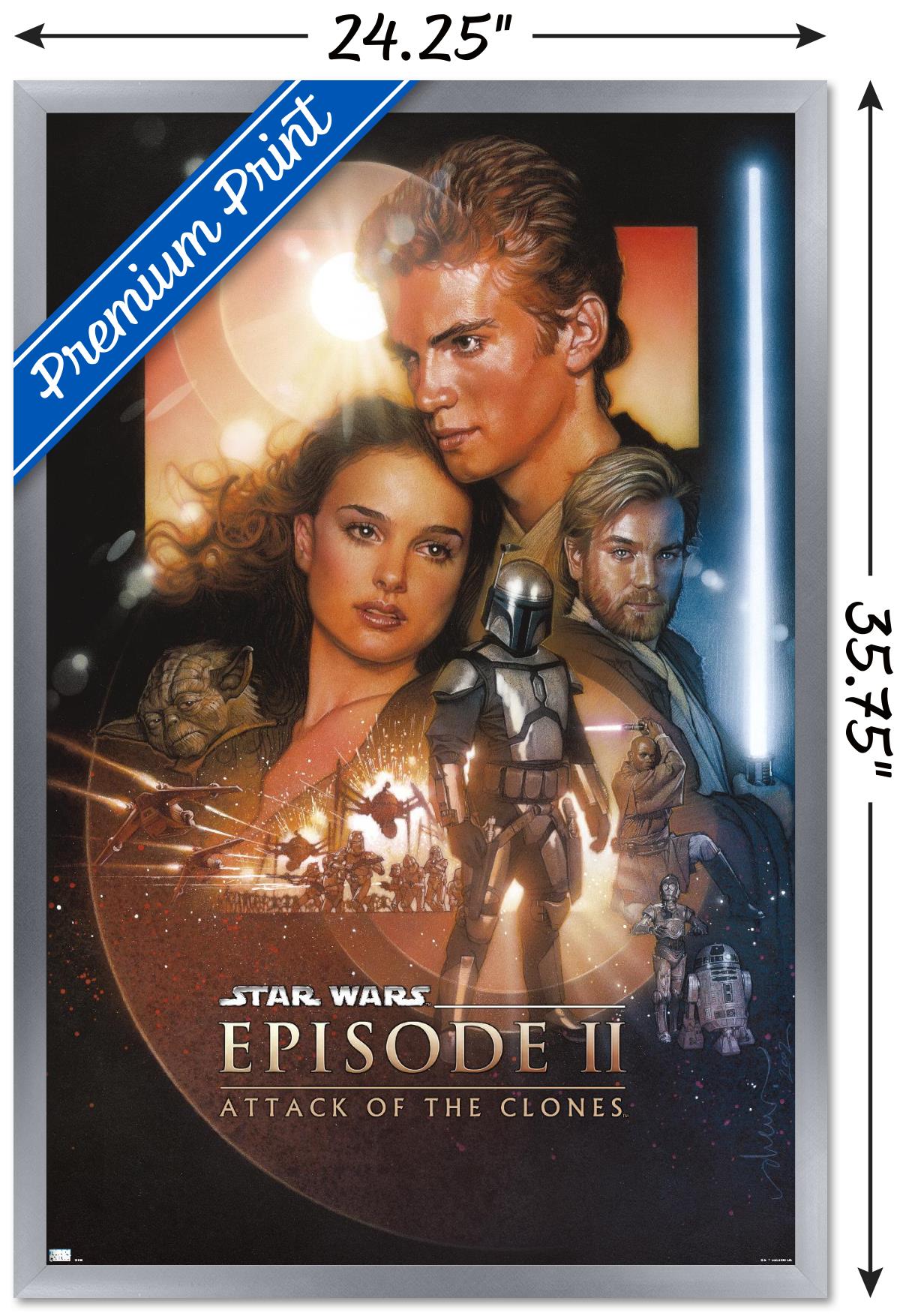 Star Wars: Attack of the Clones - One Sheet (No Billing Block) Wall Poster, 22.375" x 34" Framed