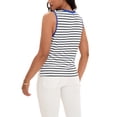 thumbnail image 3 of ATHLECHIC Women's Tank Top Striped Color Block Side Slits Crew Neck Summer Sleeveless Tops S White Blue, 3 of 5