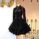 thumbnail image 3 of Vestido Lolita gótico vintage 2022 con volantes, lazo, botones, cordones, largo hasta la rodilla, manga larga, dulce, disfraz de cosplay, 3 of 5