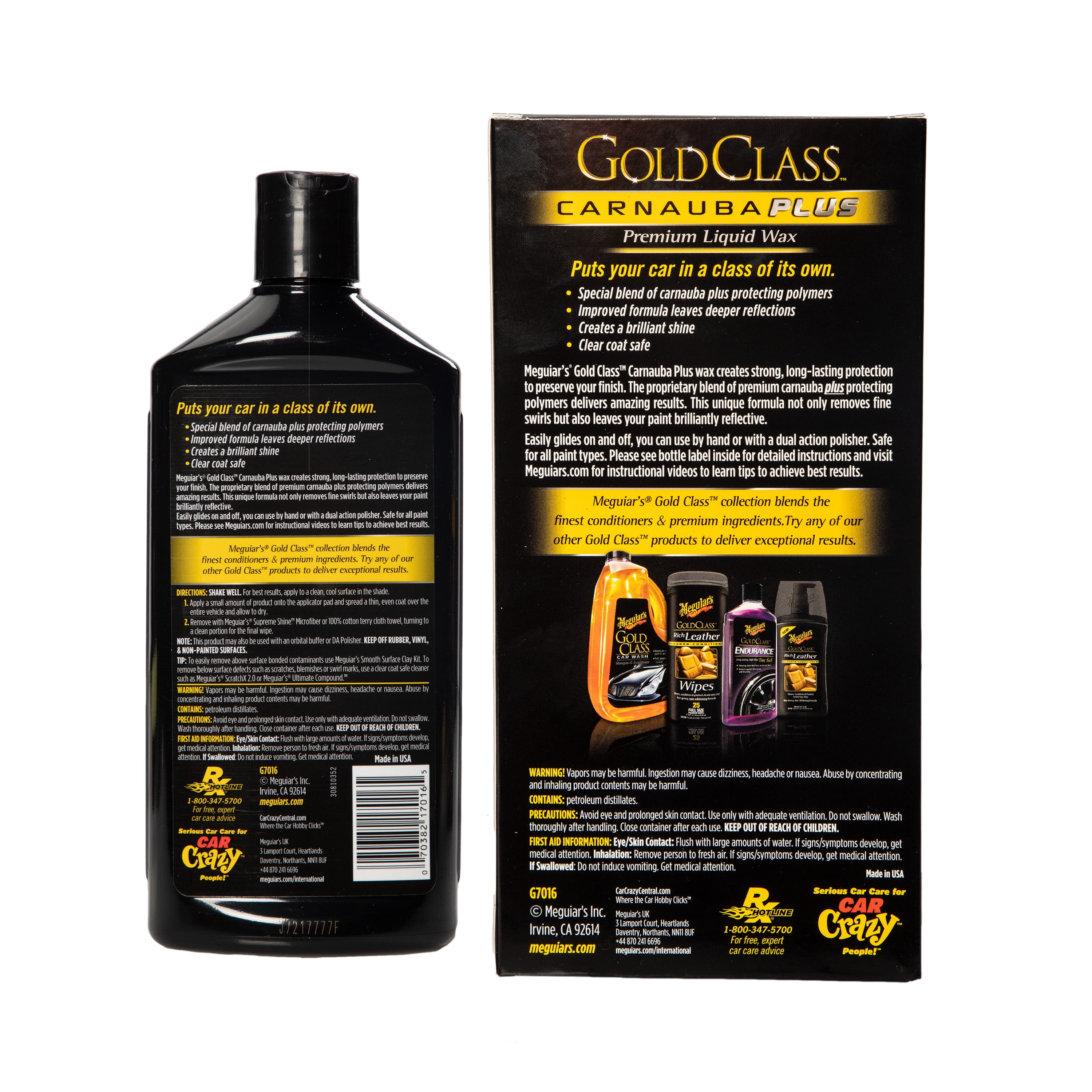 (2 pack) Meguiar's Gold Class Carnauba Plus Premium Liquid Wax,G7016, 16.0 fl oz