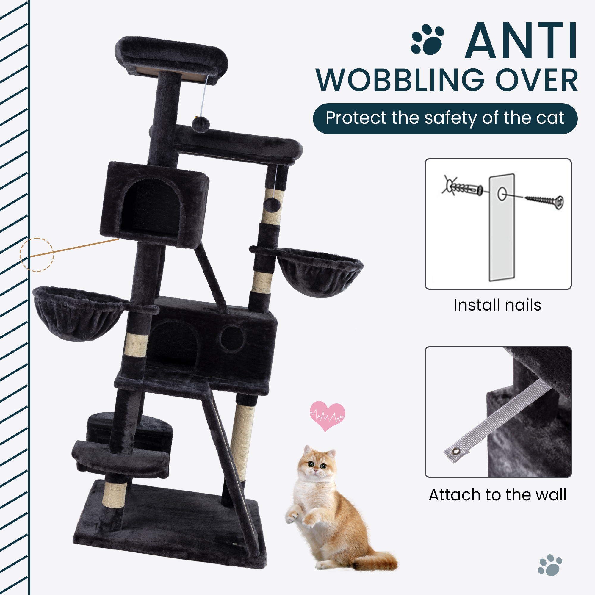 Merrland 65.7-Inch Large Cat Tree With Hammock photo 8