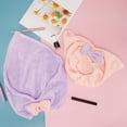 thumbnail image 5 of Unique Bargains 2pcs Hair Drying Towels Triangular Hair Towel Wrap for Women Bow Hair Drying Cap for Hair Pink Purple, 5 of 7
