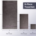 thumbnail image 6 of Lavish Home 6 Piece Towel Set - 625GSM Cotton Bathroom Accessories (Charcoal), 6 of 8