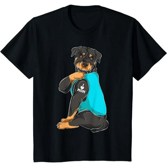 Rottweiler I Love Mom Tattoo Apparel, Dog Mom Gifts Womens T-Shirt
