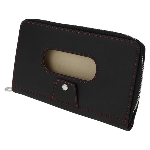 Clip para gafas de sol del coche Unique Bargains, soporte universal para gafas de sol en el parasol del coche, cuero negro 22x12cm 1 Pcs