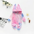 thumbnail image 2 of Otqutp Easter Girls Long Sleeve Bodysuits Baby Boys Girls Cute Easter Outfit Bunny Ear Hoodie Romper Long Sleeve Jumpsuit Spring Fall Outwear(B-Purple,6-12 Months), 2 of 8