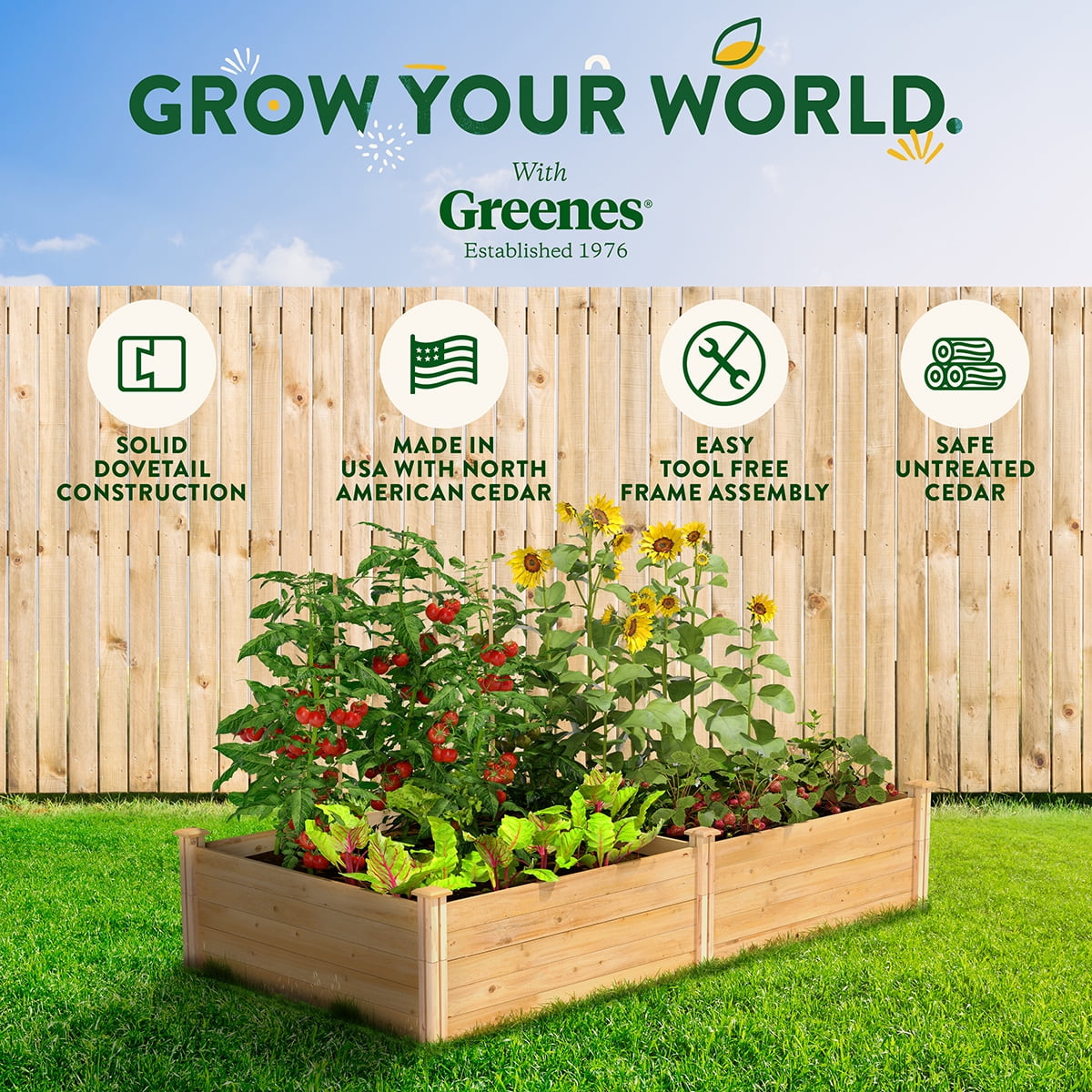Greenes Fence 48" x 96" x 17.5" (3/4" Thick) Premium Cedar Raised Garden Bed