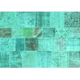 thumbnail image 1 of Ahgly Company Machine Washable Indoor Rectangle Patchwork Turquoise Blue Transitional Area Rugs, 2' x 5', 1 of 4