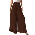 thumbnail image 3 of Women'S Chiffon Dress Beach Wide Leg Palazzo Pants Trouser Dark Brown S, 3 of 8
