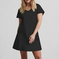 thumbnail image 5 of RYDCOT Women's Casual Dreesses 2025 Summer Short Sleeve V Neck Midi Dress Solid Color T Shirts Dress with Pockets Beach Vacation Swimsuit Coverup 2025&nbsp;Clearance Black, 5 of 7