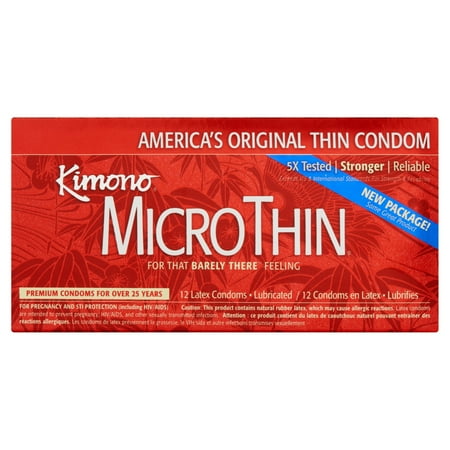 Kimono Micro Thin Lubricated Latex Condoms - 12 ct