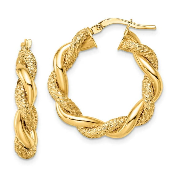 Primal Gold 14 Karat Yellow Gold Diamond-cut Twisted Hoop Earrings