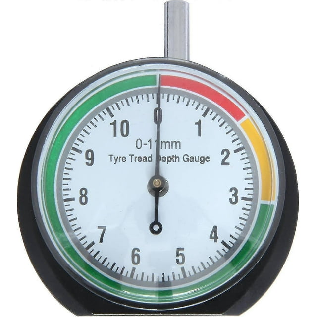 Medidor de profundidad de la banda de rodadura de neumáticos - 0-11 mm / 0-0,43 pulgadas - Diámetro del dial: 44 mm (1,7 pulgadas) - Manómetro para automóviles, camiones, bicicletas y motocicletas