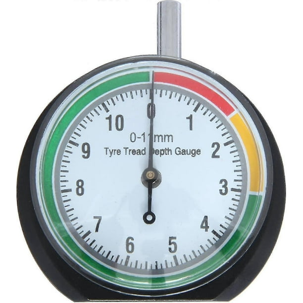 Medidor de profundidad de la banda de rodadura de neumáticos - 0-11 mm / 0-0,43 pulgadas - Diámetro del dial: 44 mm (1,7 pulgadas) - Manómetro para automóviles, camiones, bicicletas y motocicletas
