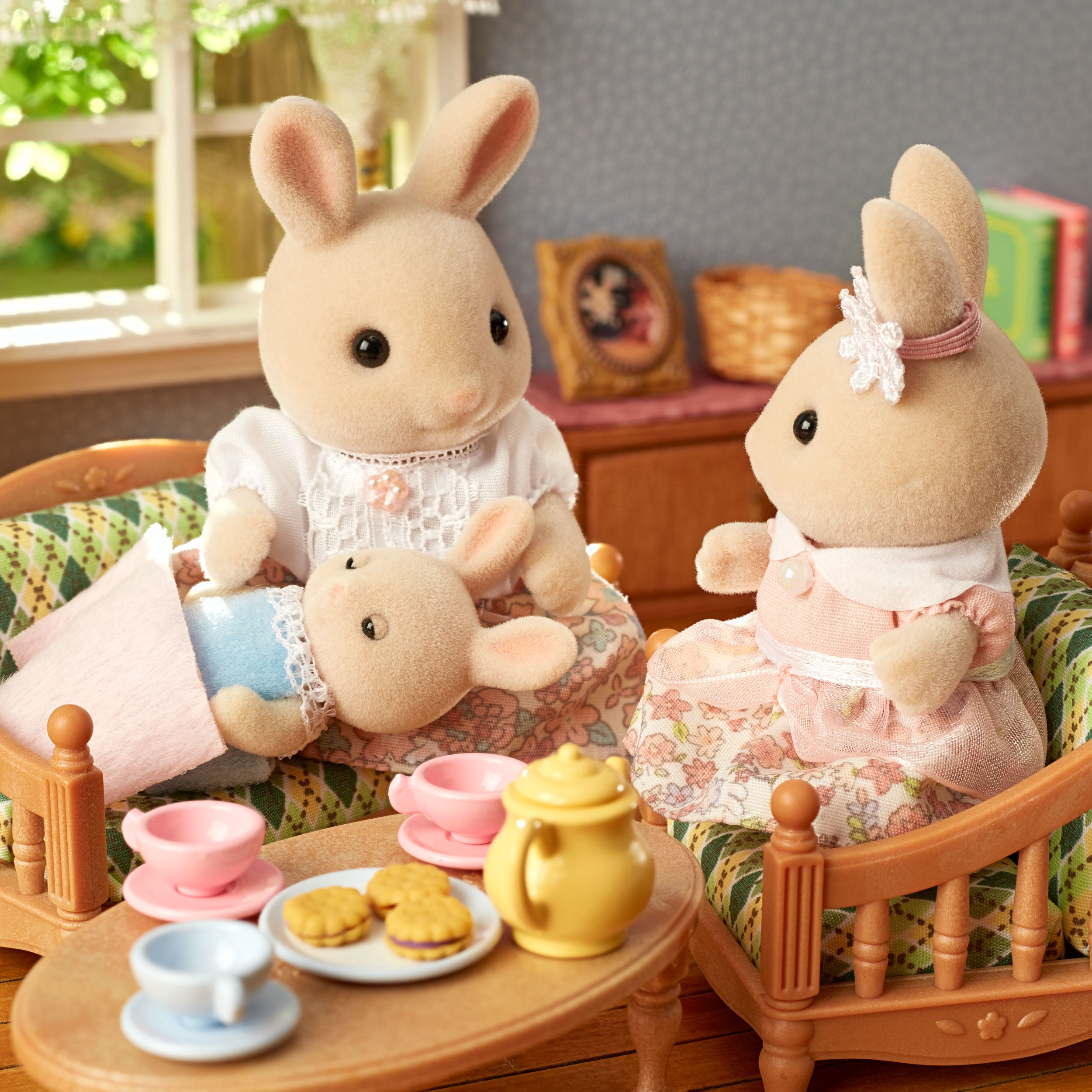 Calico Critters Milk Rabbit Family, Set of 4 Collectible Doll Figures