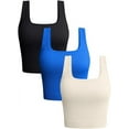 thumbnail image 1 of SURJDE Women's 3 Piece Tank Tops Ribbed Seamless Workout Exercise Shirts Yoga Crop Tops, 1 of 4