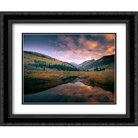 Ragged Peak And Chair Mountain Reflected In Lake Raggeds Wilderness Colorado 2x Matted 24x20 Black Ornate Framed Art Print By Fitzharris Tim