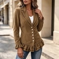 thumbnail image 5 of Cmtiyu Ruffled Jackets for Women Long Sleeve Lapel Button Down Khaki Corduroy Jacket Dressy Casual Lightweight Fall Jacket S-3XL, 5 of 7