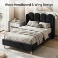 thumbnail image 2 of YUSAZENS Full Size Wave Design Upholstered Bed Frame with Winged Side Panel, Floor Standing Soft Platform Bed, Sturdy MDF Structure No Box Spring Needed, Modern Bedroom Furniture Black, 2 of 4