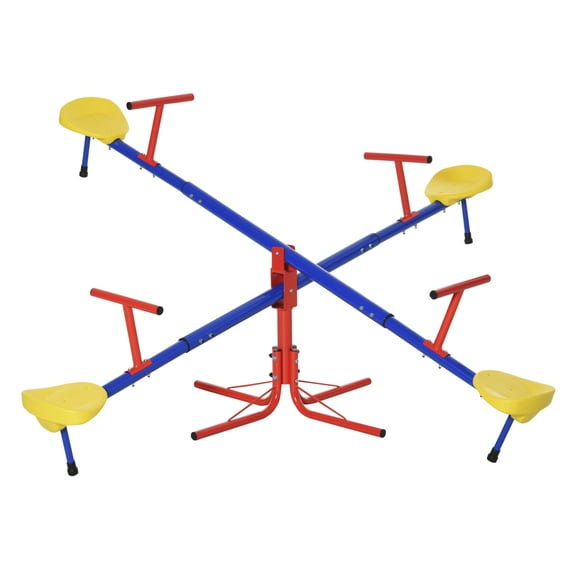 Kids Seesaw 360° Swivel Teeter Totter - 4 Seater Outdoor Play Equipment for 3-8 Year Olds Multicolor   Metal