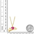 thumbnail image 3 of Gem Stone King 0.61 Ct Pink Mystic Topaz White Diamond 18K Yellow Gold Plated Silver Pendant with Chain, 3 of 4