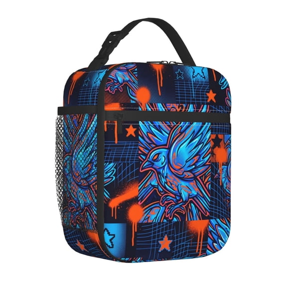 Bird Lunch Bag Insulated Reusable Cooler Tote Playful Portable Meal Prep Bag Side Mesh Pocket Work Office Picnic