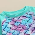 thumbnail image 3 of FNNMNNR Girl Bikini Set Mermaid Long Sleeve Tops Ruffles Shorts Swimsuit, 3 of 6