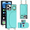 thumbnail image 5 of Crossbody Phone Cases for iPhone 14 Pro Max with Card Holder for Women,iPhone 14 Pro Max Case Wallet with Lanyard Strap,PU Leather Magnetic Clasp [Ring Holder Kickstand],(Mint Green), 5 of 14